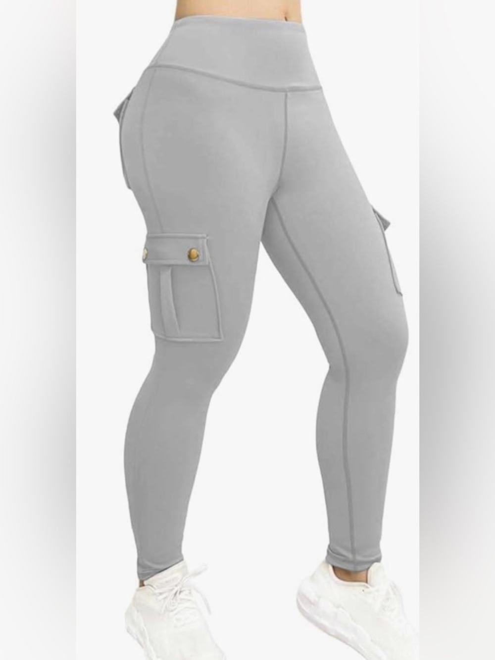 NWOT Chicme Light Gray Cargo Leggings w/Utility Pockets